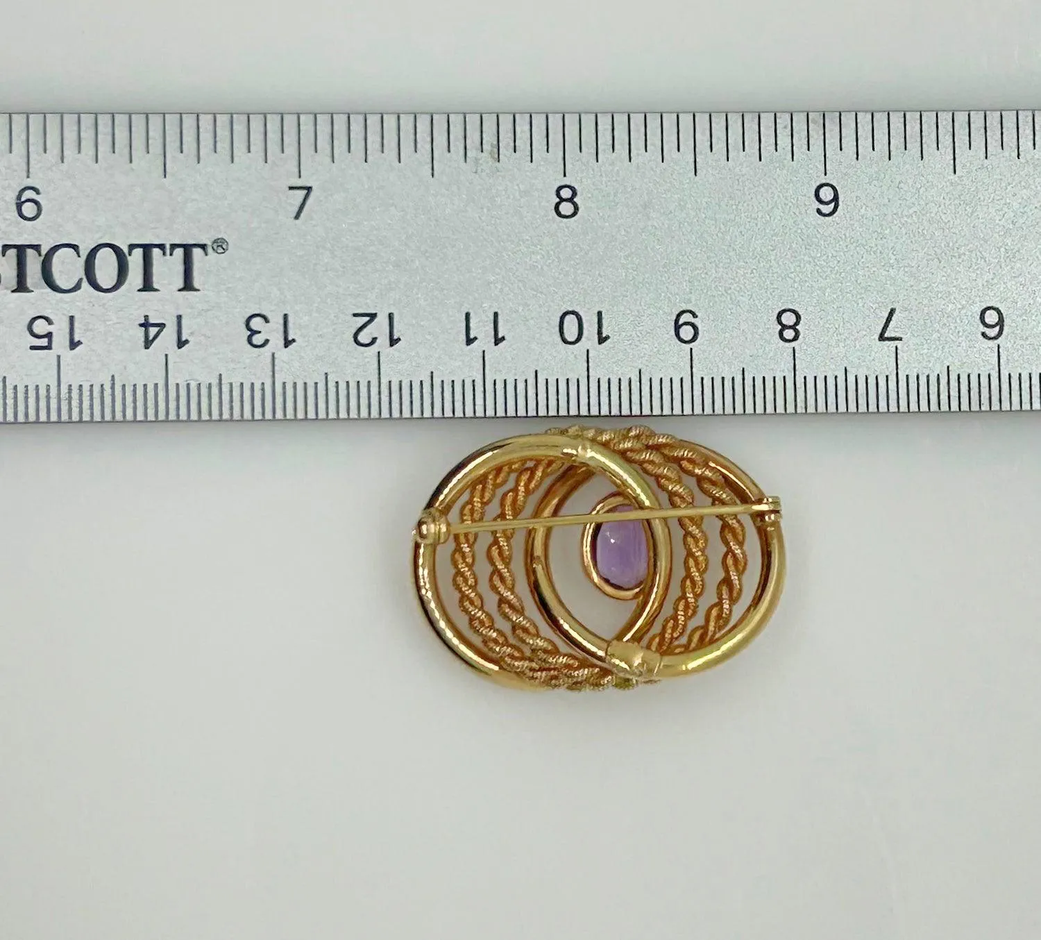 Vintage Van Dell Brooch With Purple Stone, 1/20th 12K.