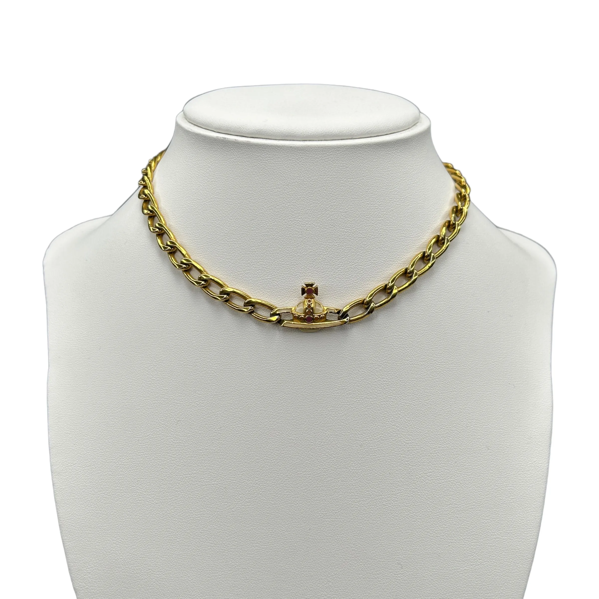 VIVIENNE WESTWOOD ENAMEL ORB CHOKER NECKLACE - GOLD PLATED HBE8