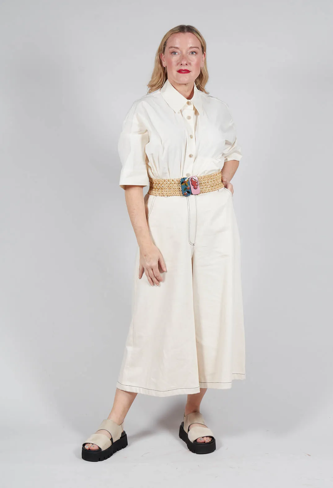 Wide Elasticated Woven Belt with Buckle Detail