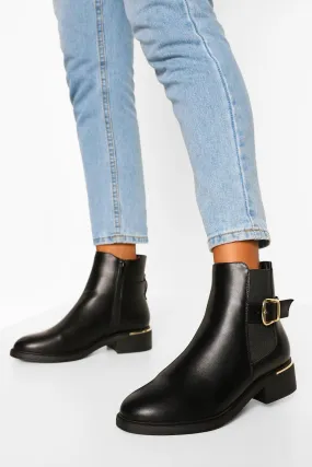 Wide Width Buckle Pu Chelsea Boot