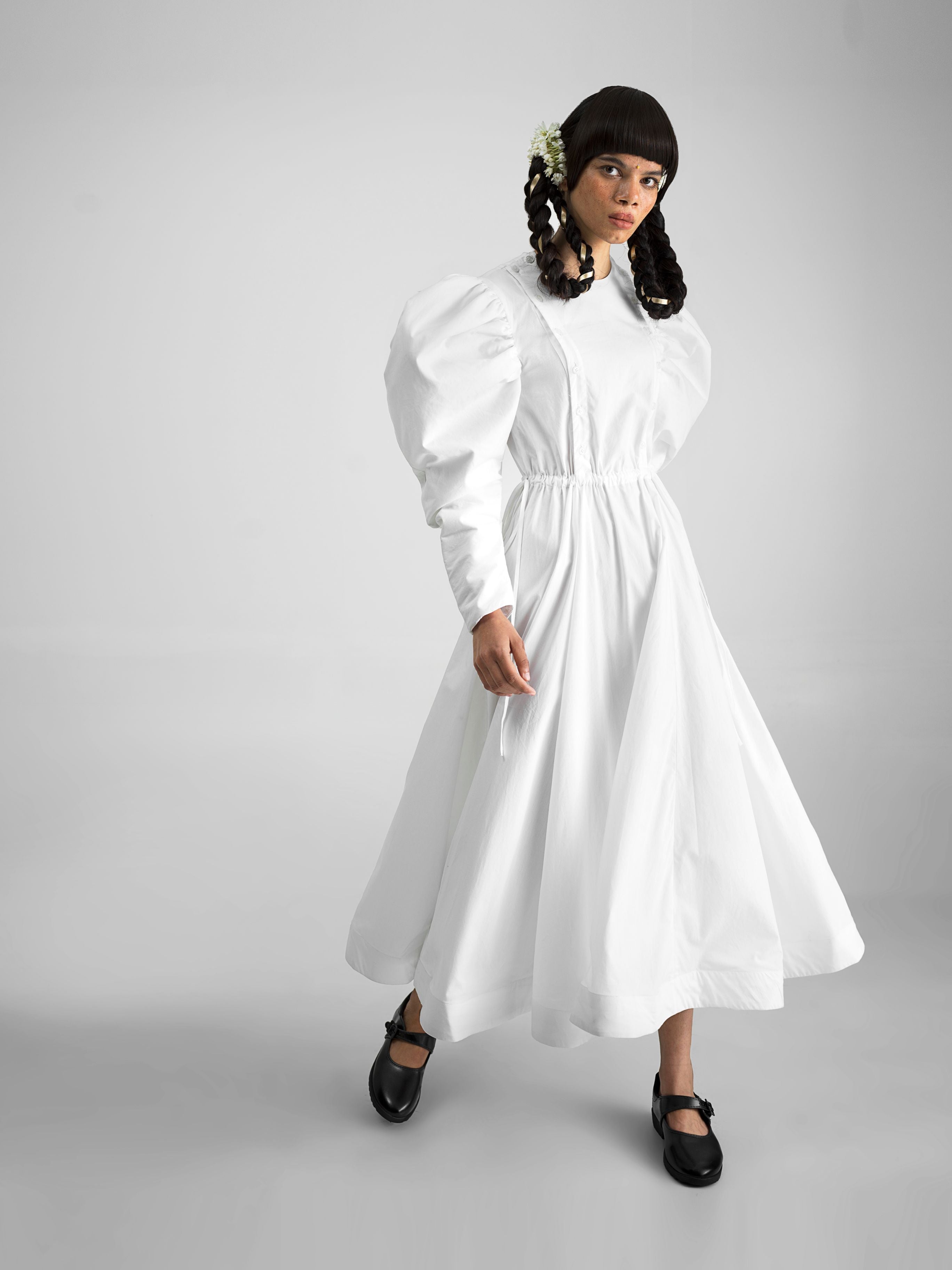 WOLF WING SHIRT DRESS WHITE