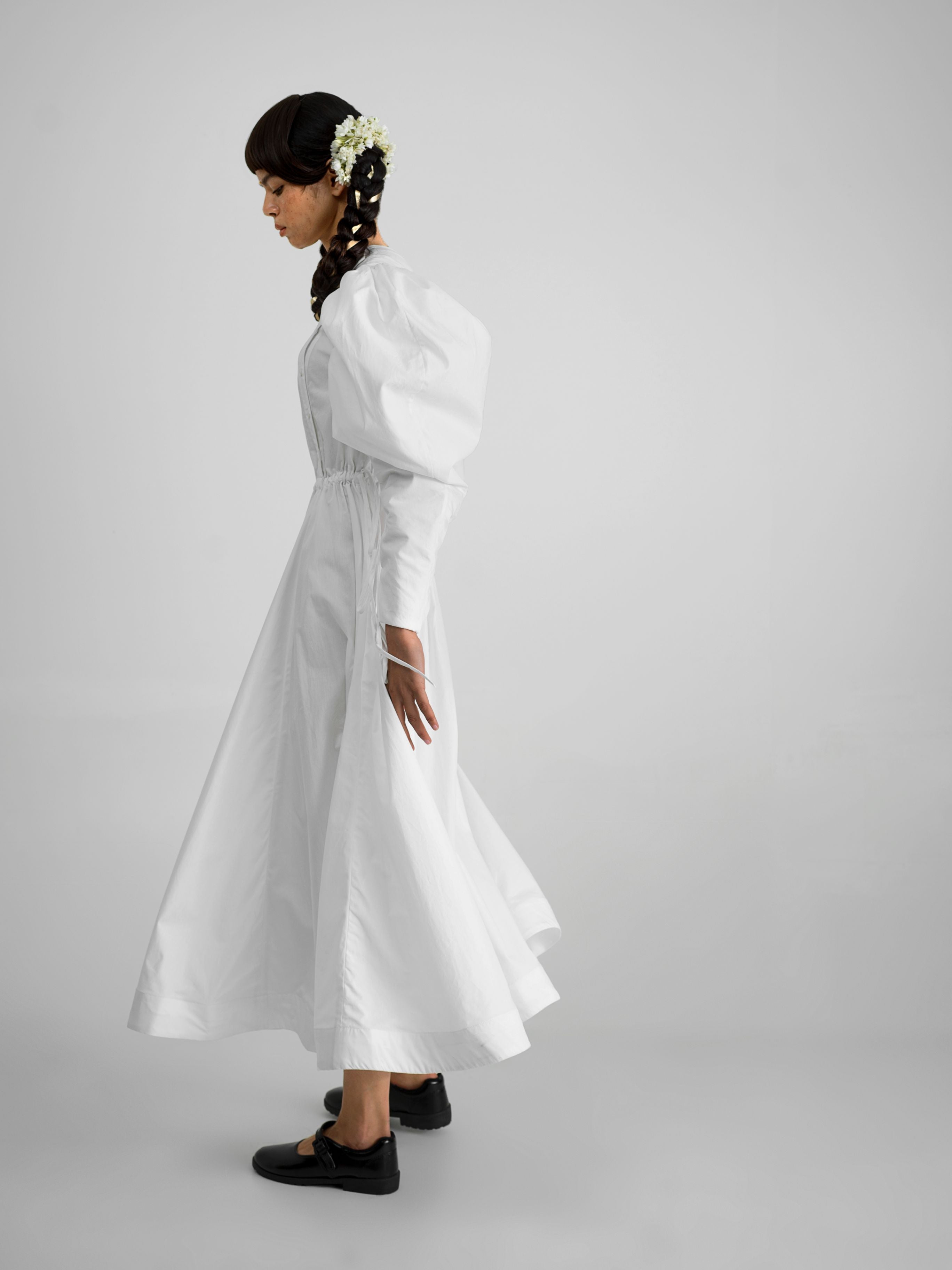 WOLF WING SHIRT DRESS WHITE