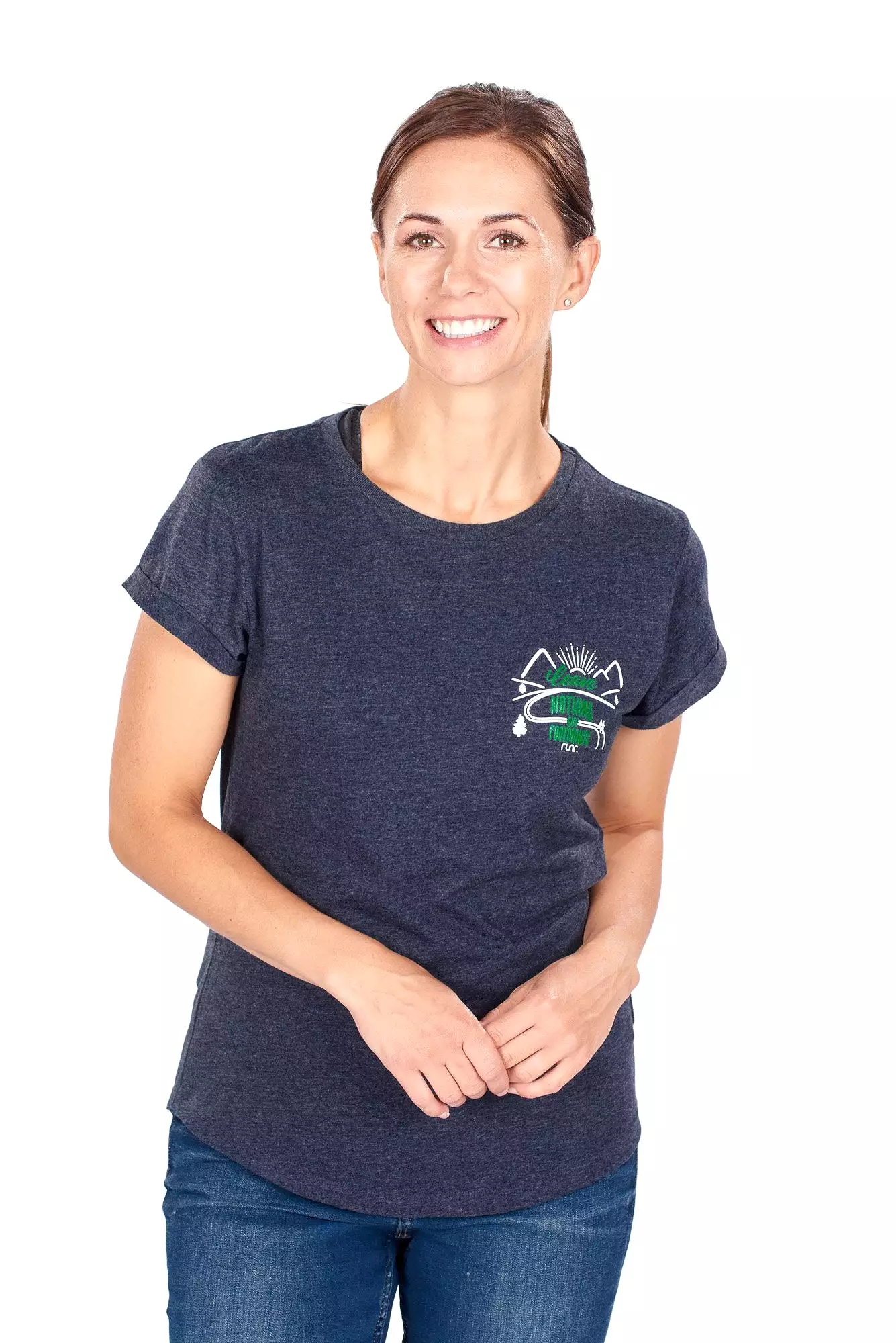 Women's 'Leave Nothing But Footprints' Runr T-Shirts - Navy