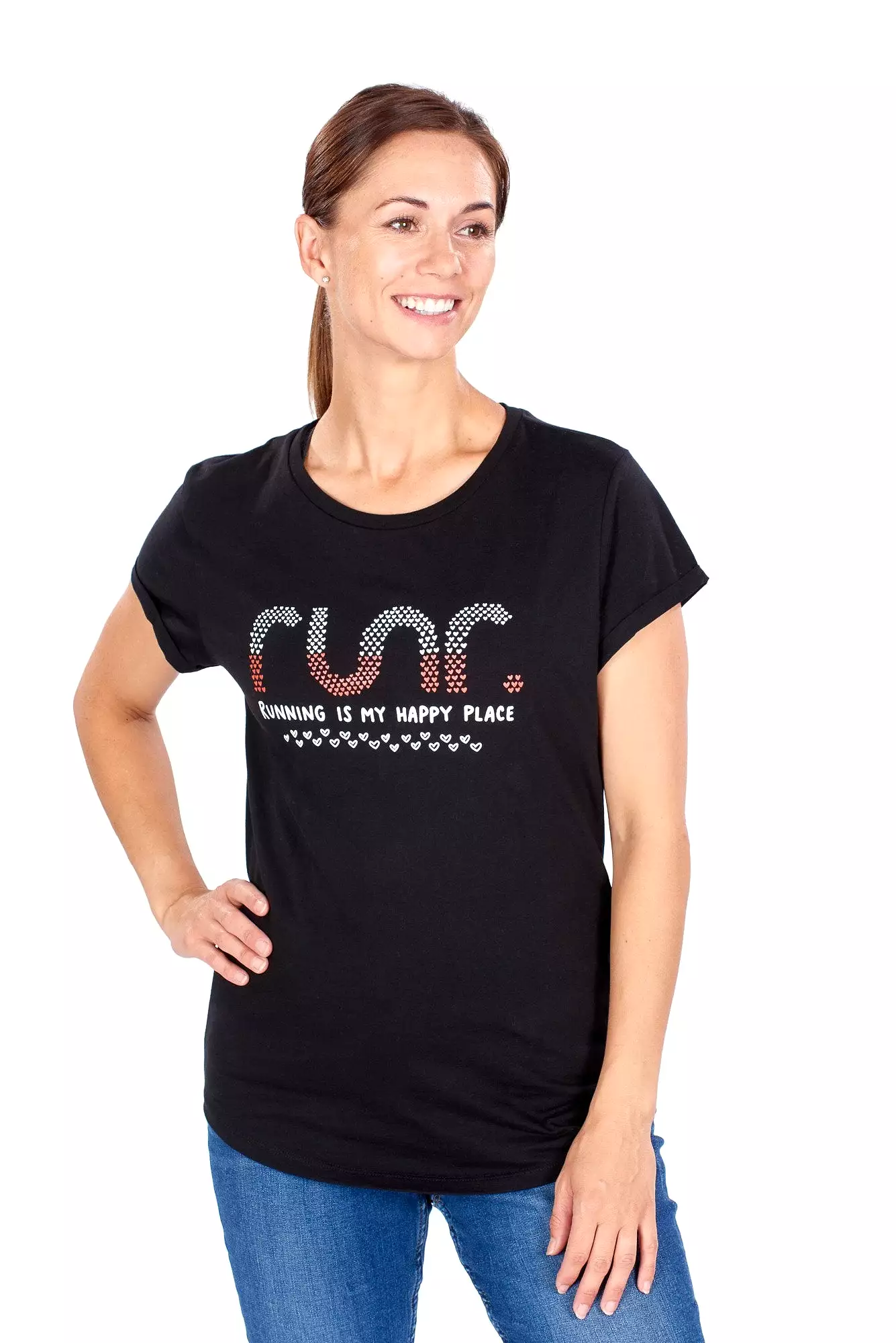 Women's Running Is My Happy Place T-Shirts - black