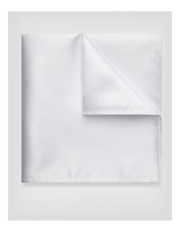 Woven Satin Pocket Square in White