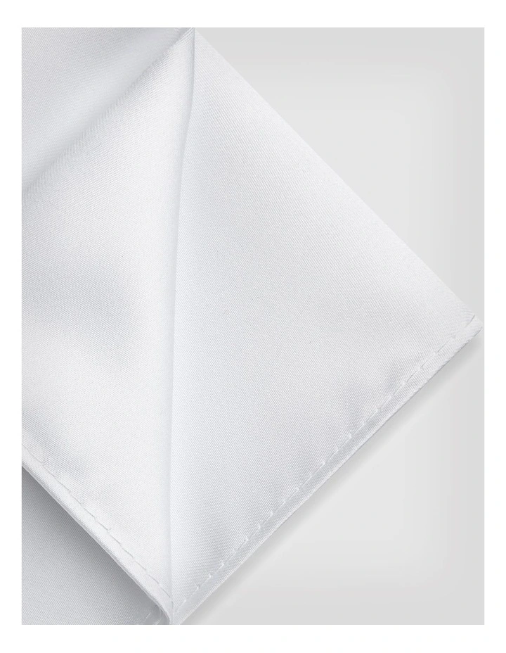 Woven Satin Pocket Square in White