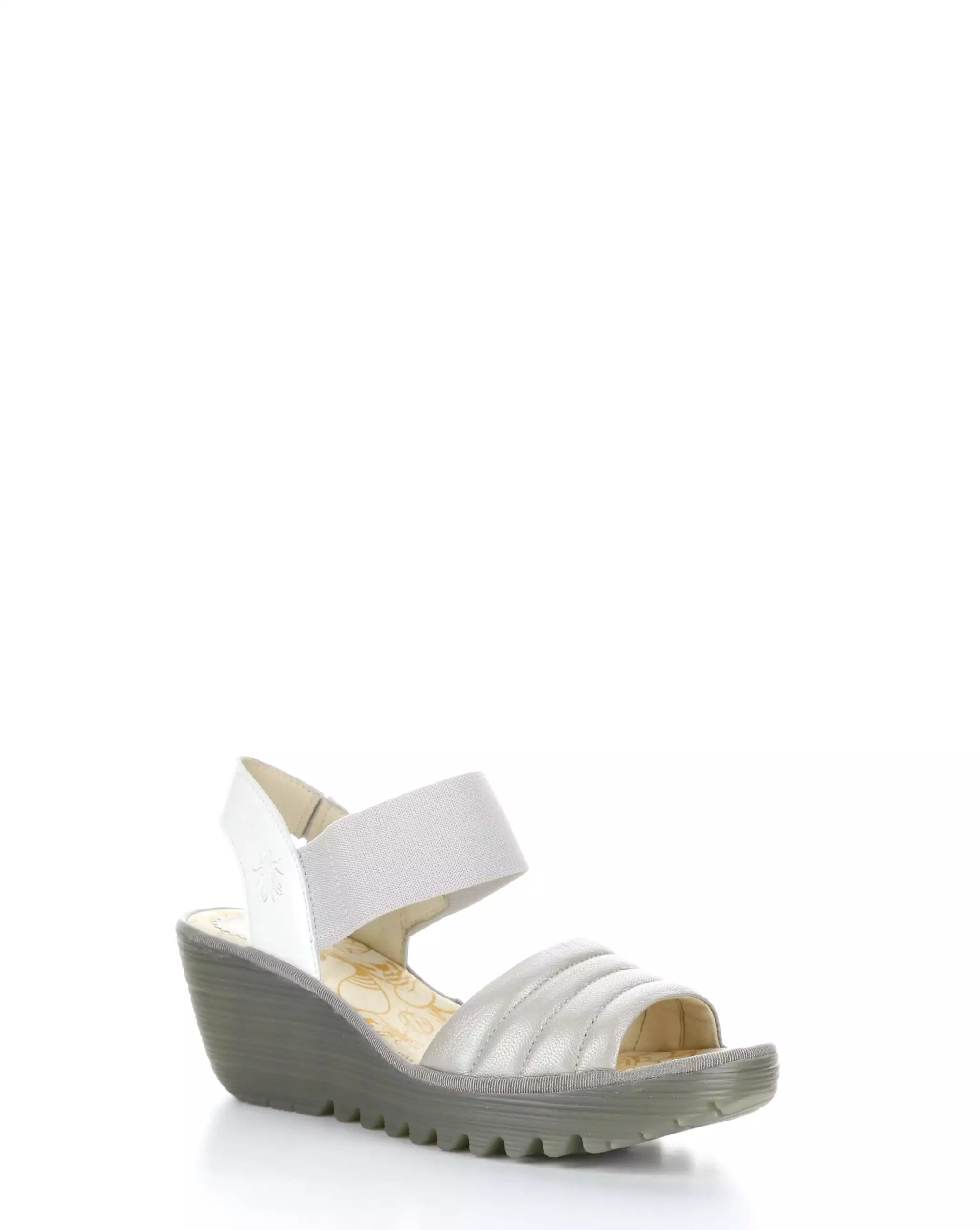 YIKO414FLY 001 SILVER/OFF WHITE Elasticated Sandals