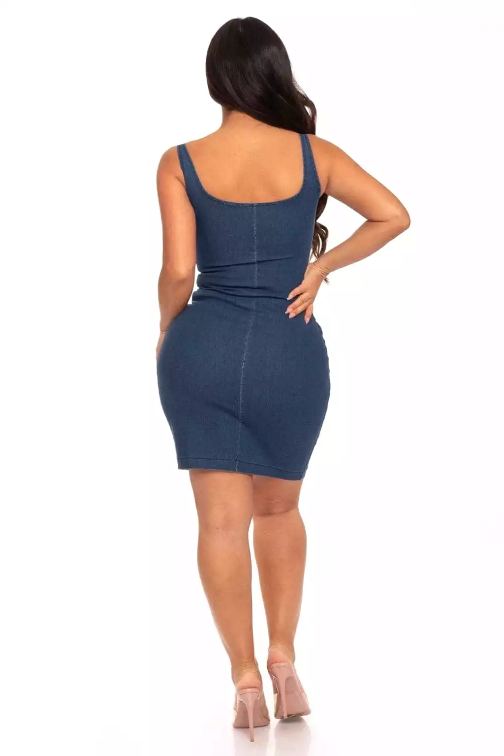 Zola Faux Denim Mini Dress - Blue